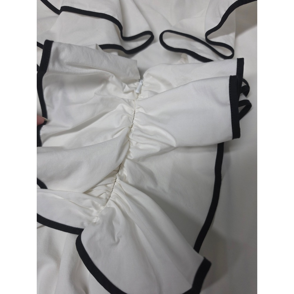 Anne Fontaine White Ruffle Wrap Tunic Blouse Dress Womens S/40 Coquette Piping - Picture 8 of 10